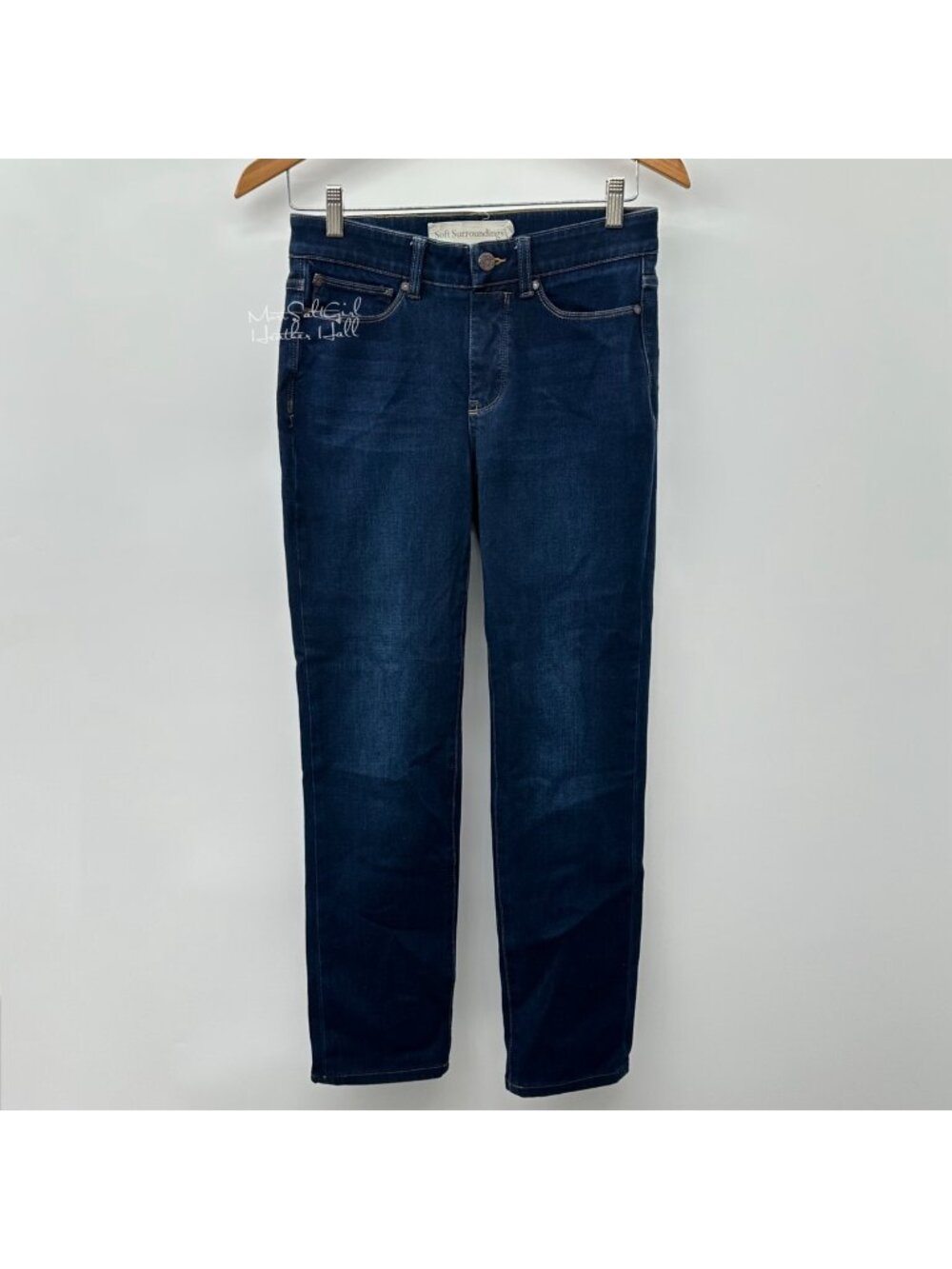 Soft Surroundings Dark Wash Straight Leg Denim Jeans Size XS